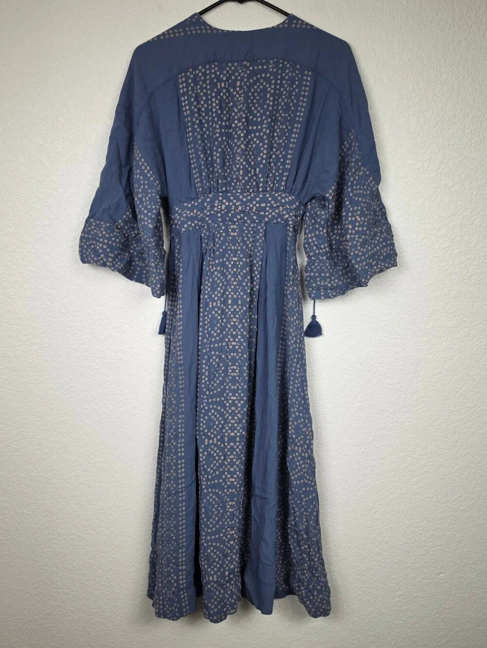 Free People Blue Boho Wide Sleeve Midi Dress